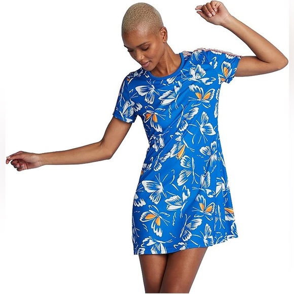 Adidas Blue Butterfly Tropical Dress Womens S Rainbow Athleisure Sporty Tennis - Picture 3 of 13